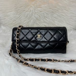 CHANEL Lambskin Flap Wallet on Chain Crossbody